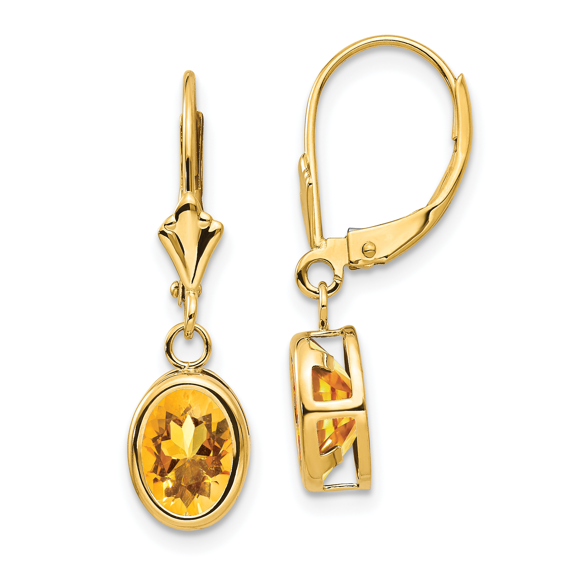 14k 8x6mm Oval Citrine Leverback Earrings (XLB107CI)