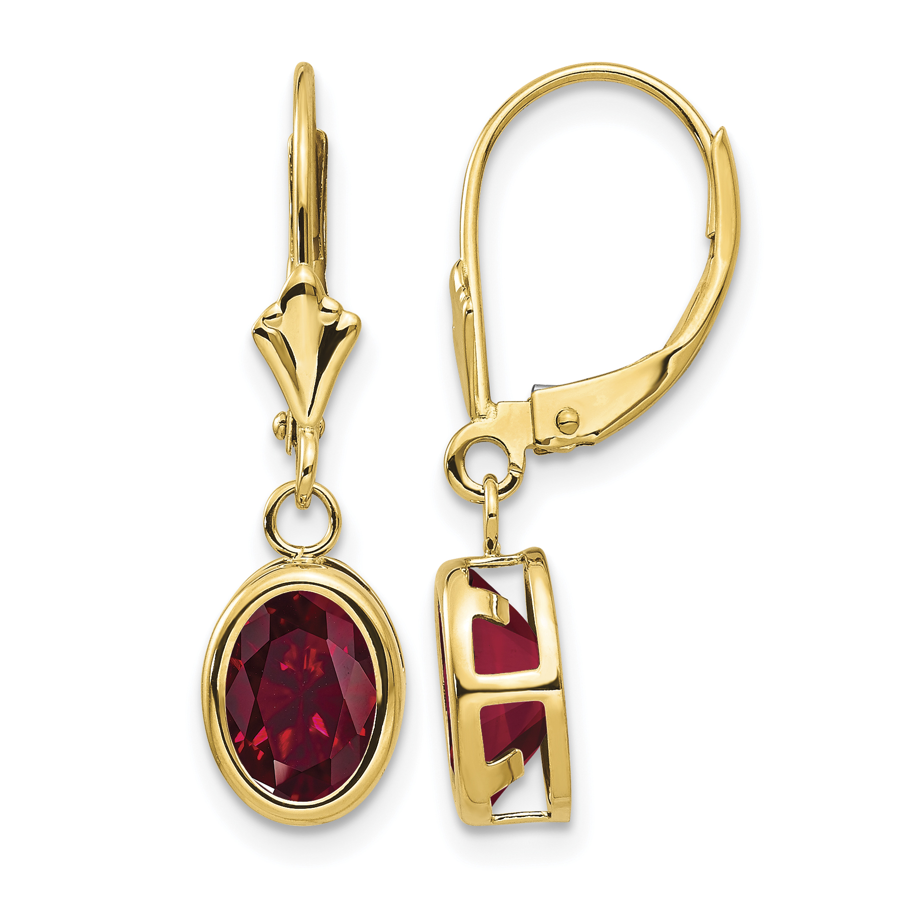 14k 8x6mm Oval Created Ruby Leverback Earrings (XLB107CR)