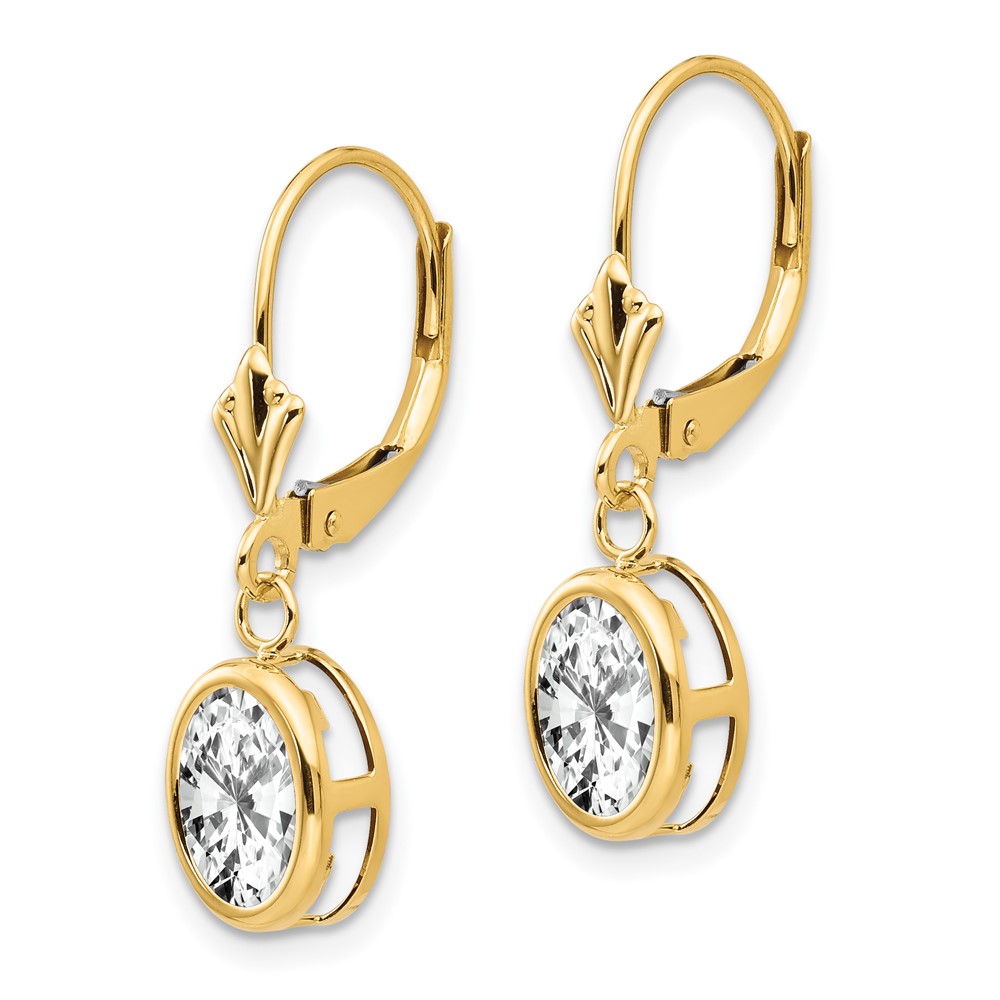 14k 8x6mm Oval Cubic Zirconia Leverback Earrings (XLB107CZ)