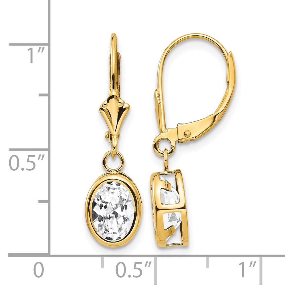 14k 8x6mm Oval Cubic Zirconia Leverback Earrings (XLB107CZ)