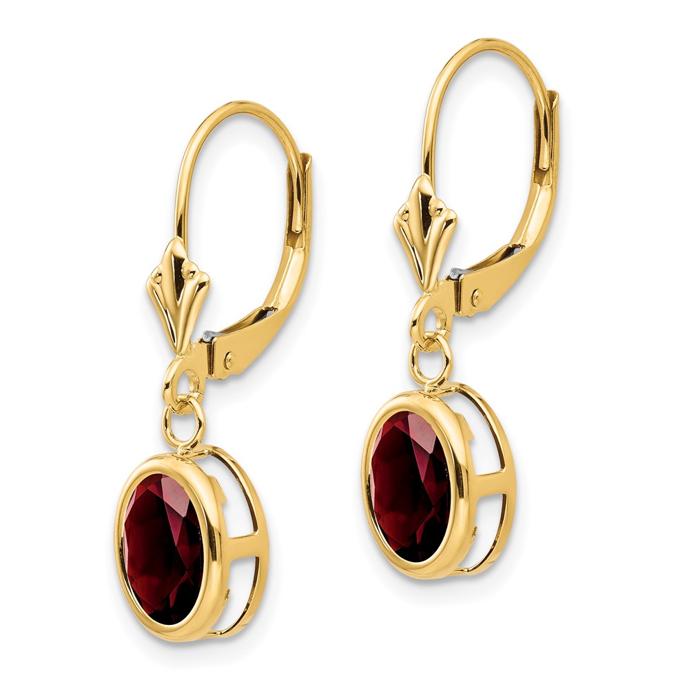 14k 8x6mm Oval Garnet Leverback Earrings (XLB107GA)