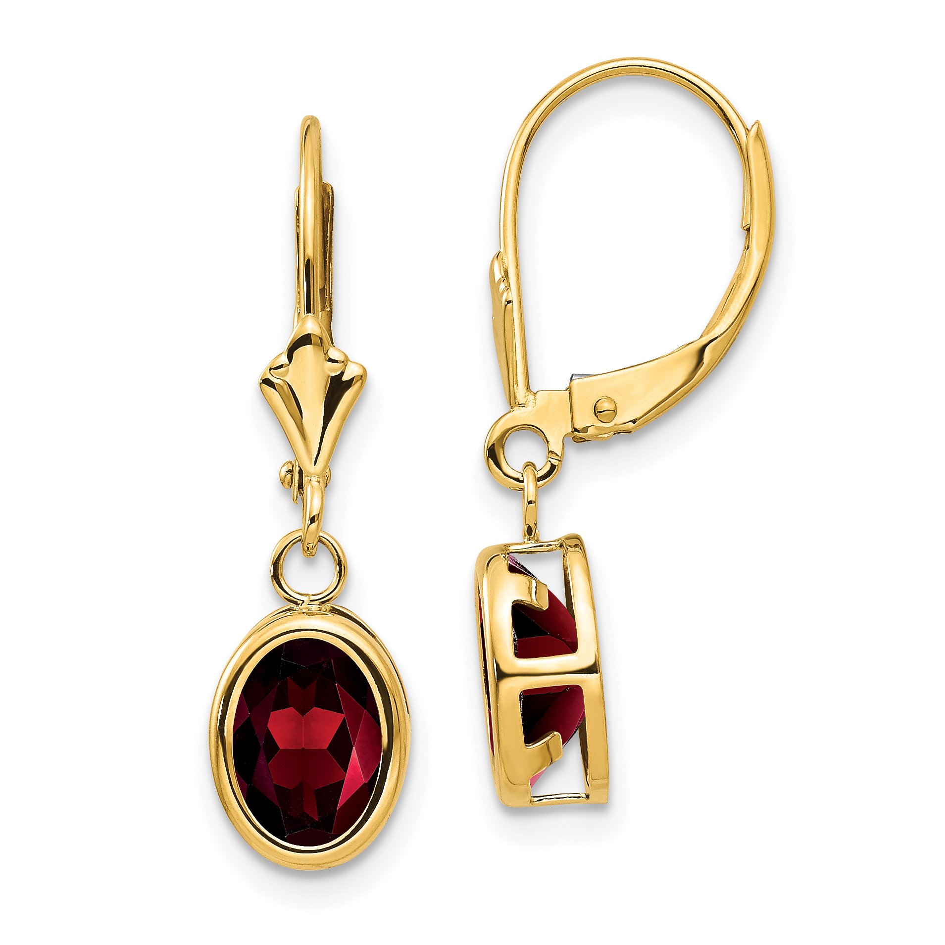 14k 8x6mm Oval Garnet Leverback Earrings (XLB107GA)