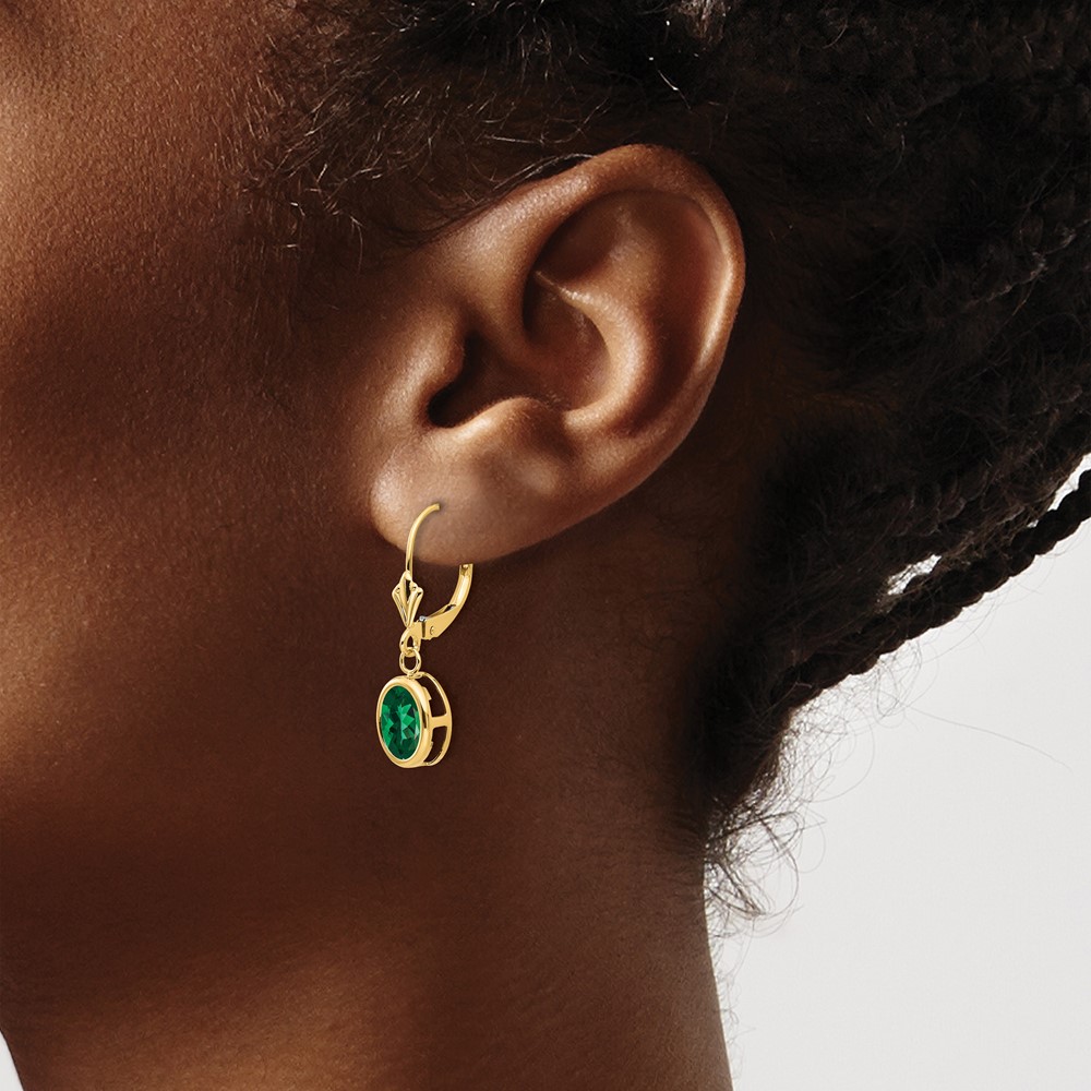 14k Mount St. Helens Oval Leverback Earrings (XLB107MS)