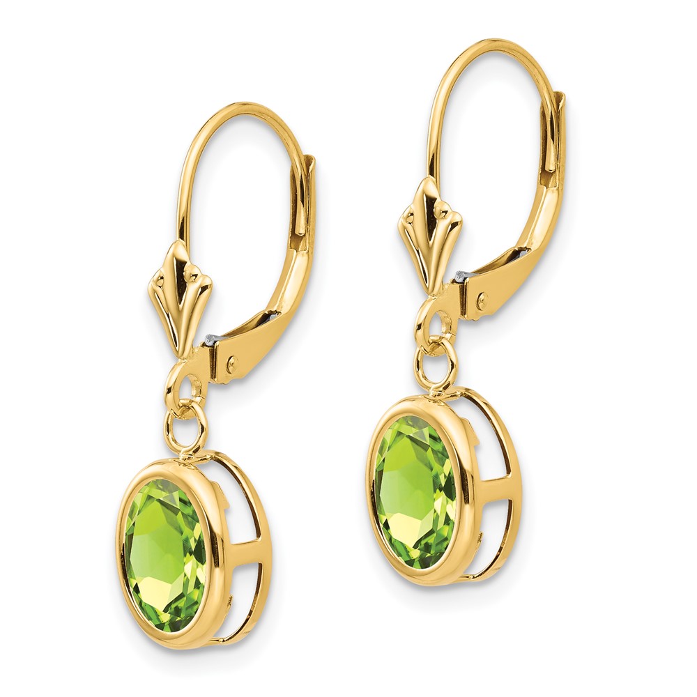 14k 8x6mm Oval Peridot Leverback Earrings (XLB107PE)