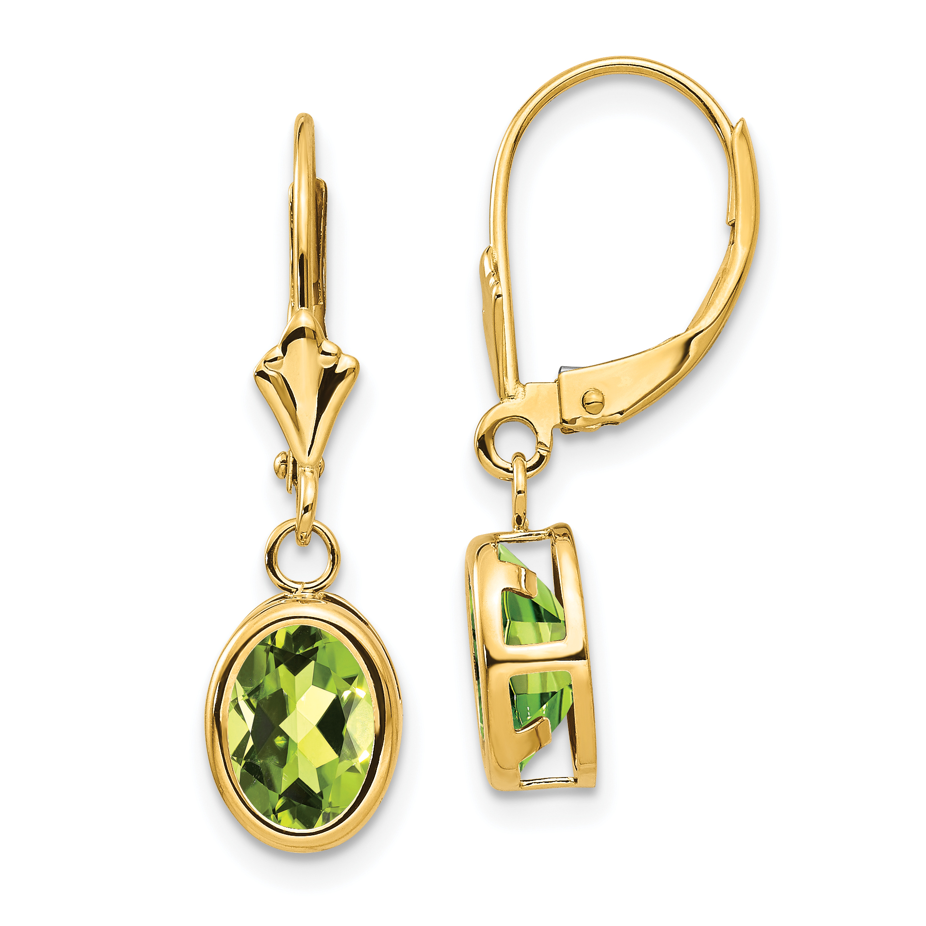 14k 8x6mm Oval Peridot Leverback Earrings (XLB107PE)