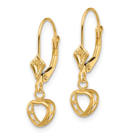 14k 5x5mm Heart Bezel Leverback Earring Mountings