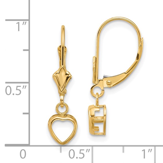 14k 5x5mm Heart Bezel Leverback Earring Mountings