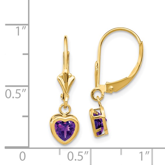 Heart Gemstone Bezel Leverback Earrings