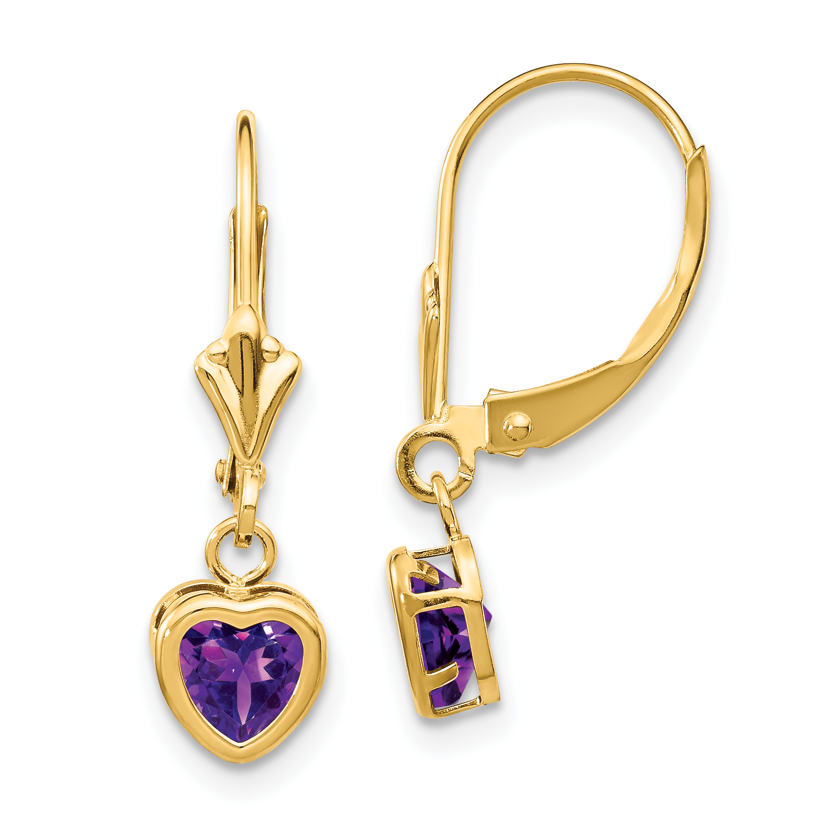 14k 5mm Heart Amethyst Earrings (XLB109AM)