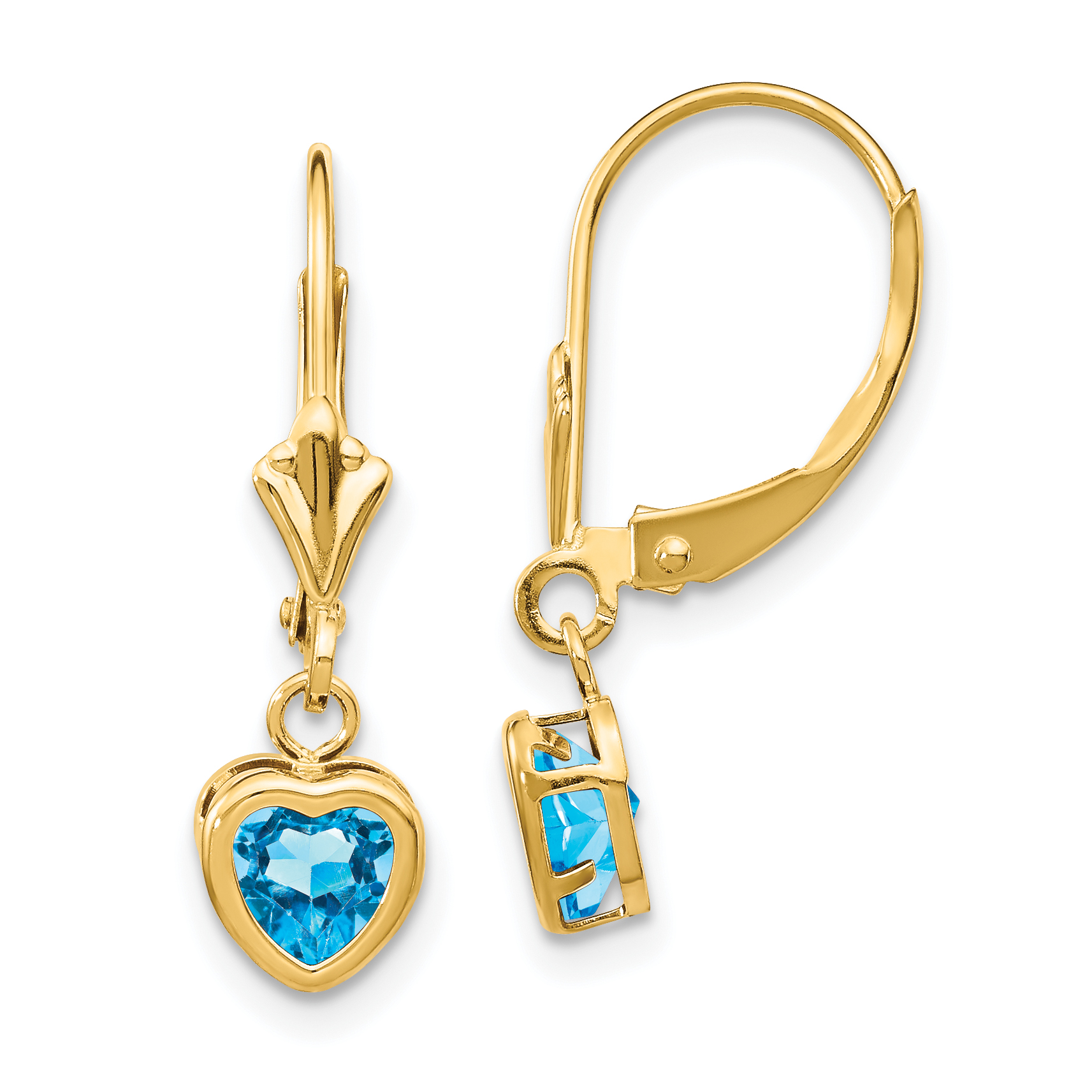 14k 5mm Heart Blue Topaz Earrings (XLB109BT)