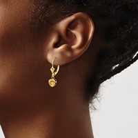 14K 5mm Yellow Gold Heart Citrine Bezel Leverback Dangle Earrings view 3