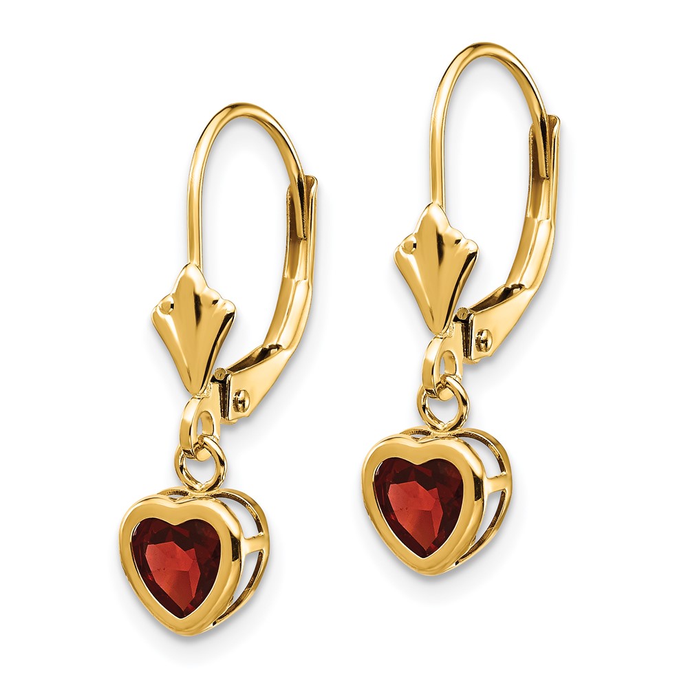 14k 5mm Heart Garnet Earrings (XLB109GA)
