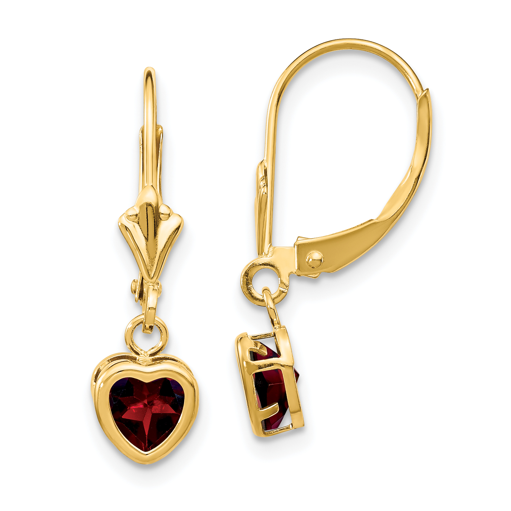 14k 5mm Heart Garnet Earrings (XLB109GA)