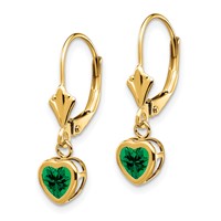 14K 5mm Yellow Gold Heart Mount St. Helens Bezel Leverback Dangle Earrings view 2