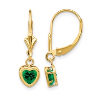 14K 5mm Yellow Gold Heart Mount St. Helens Bezel Leverback Dangle Earrings view 1