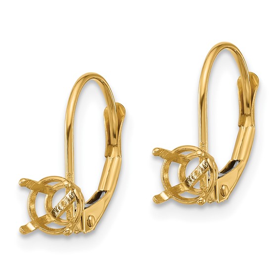 14k 5mm Round Leverback Earring Mountings