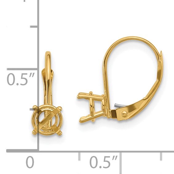 14k 5mm Round Leverback Earring Mountings