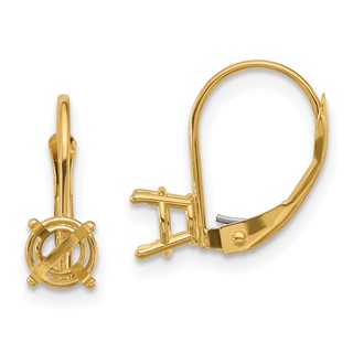 14k 5mm Round Leverback Earring Mountings