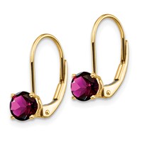 14K 5mm Round Amethyst Leverback Earrings view 2