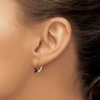 14K 5mm Round Amethyst Leverback Earrings view 3