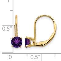 14K 5mm Round Amethyst Leverback Earrings view 4