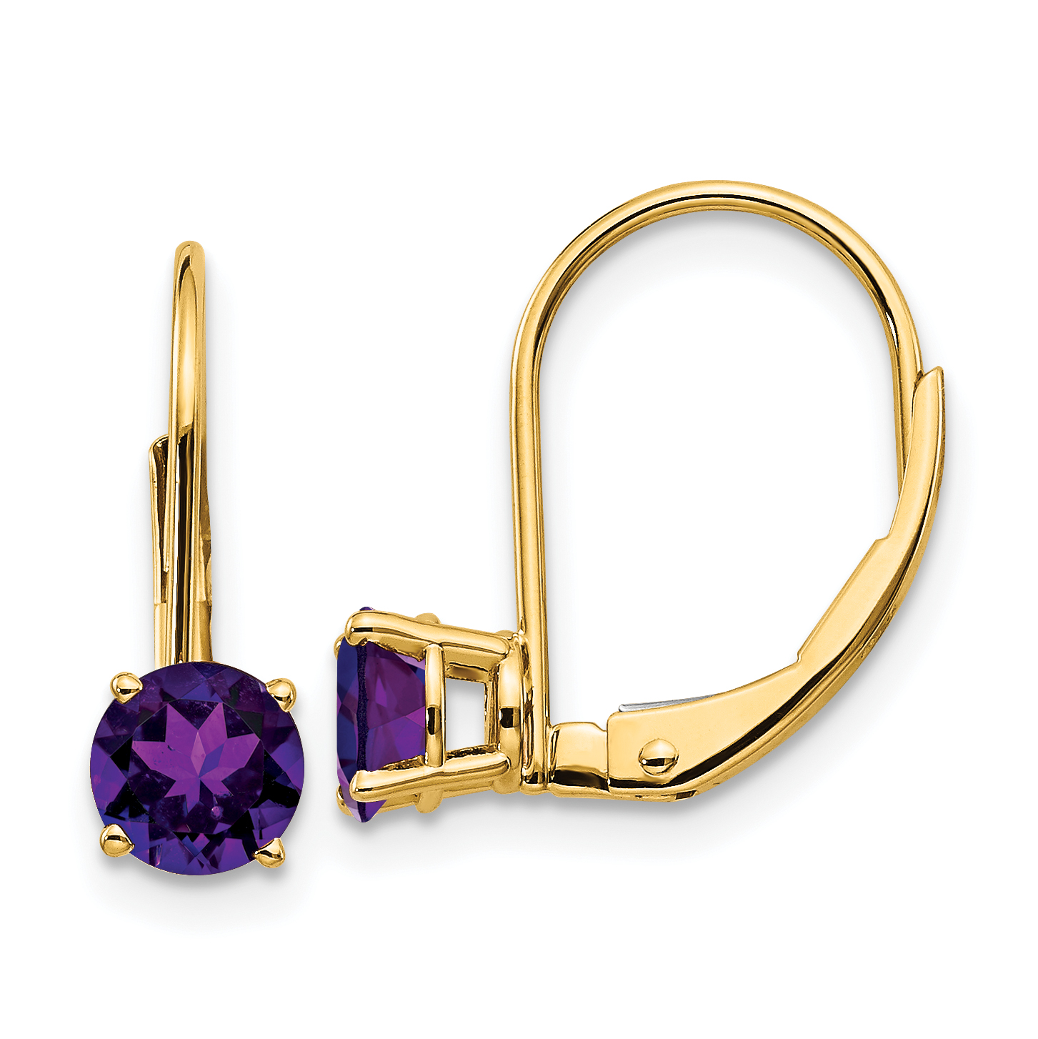 14k 5mm Amethyst Leverback Earrings (XLB111AM)