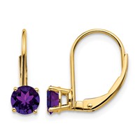 14K 5mm Round Amethyst Leverback Earrings view 1