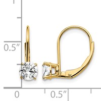 14K 5mm Yellow Gold Round Cubic Zirconia Leverback Earrings view 4