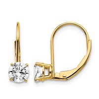 14K 5mm Yellow Gold Round Cubic Zirconia Leverback Earrings view 1