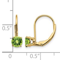 14K 5mm Yellow Gold Round Peridot Leverback Earrings view 4