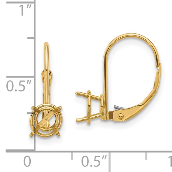 14k 6mm Round Leverback Earring Mountings