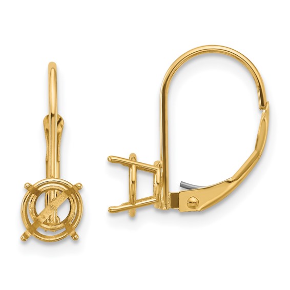 14k 6mm Round Leverback Earring Mountings