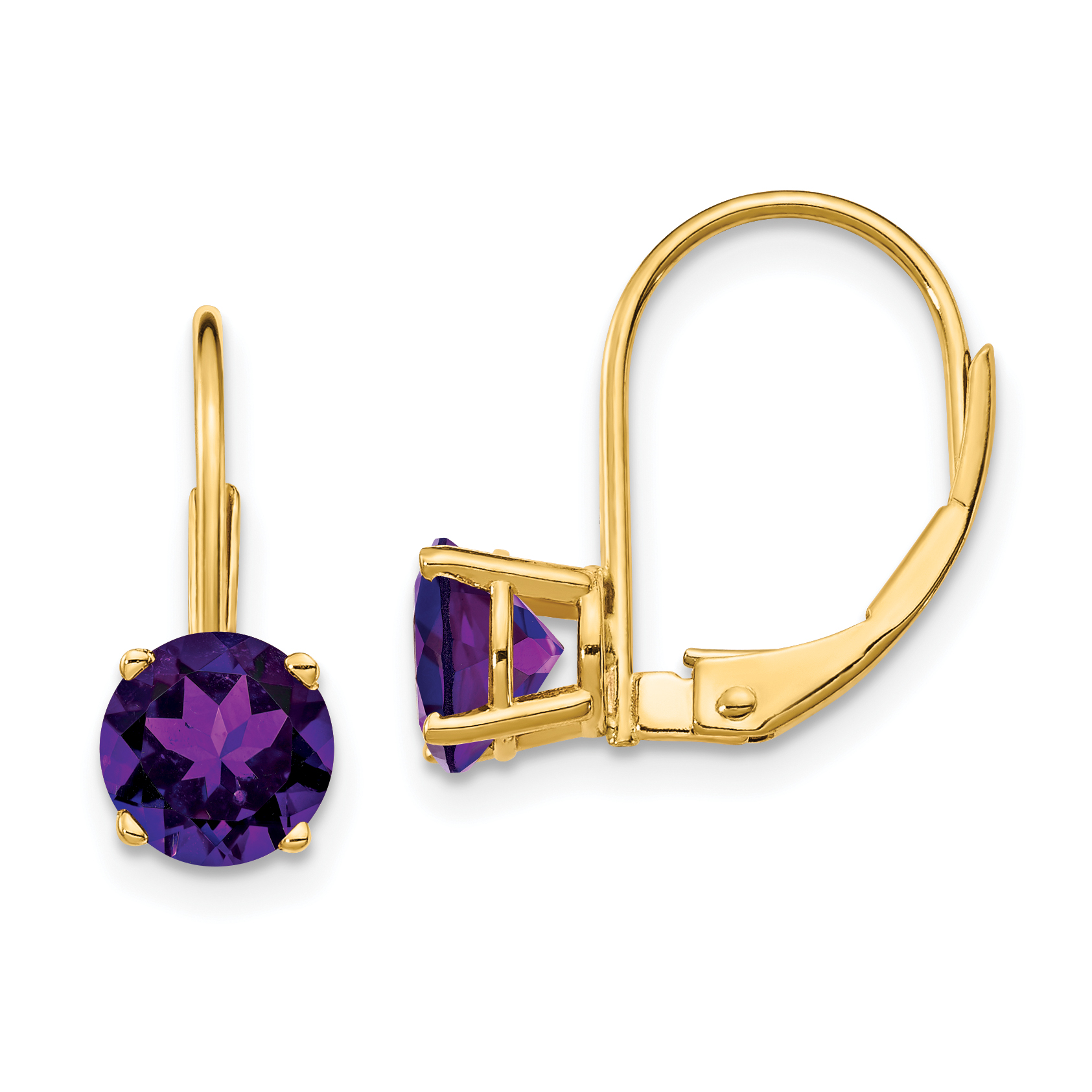 14k 6mm Amethyst Leverback Earrings (XLB112AM)
