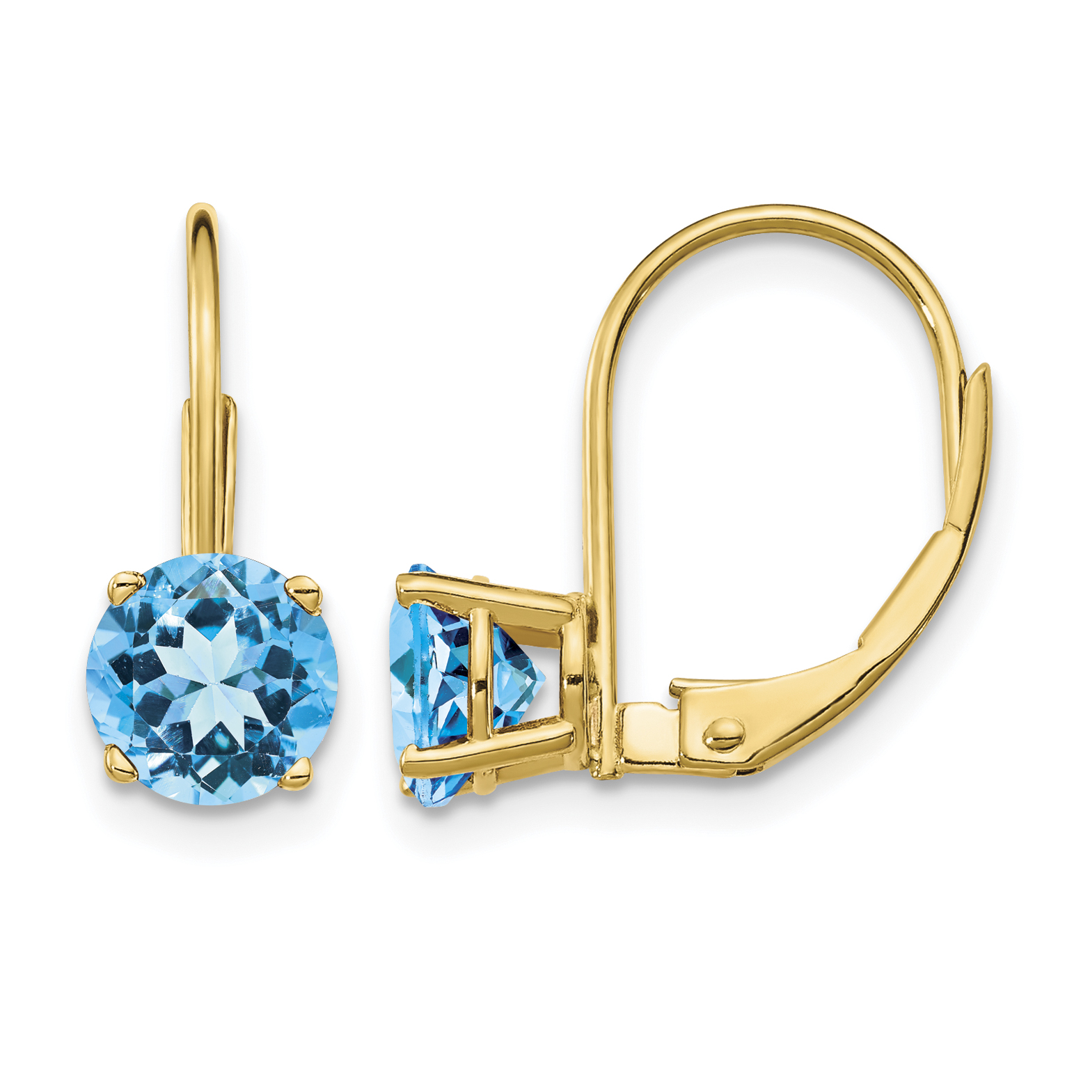 14k 6mm Blue Topaz Leverback Earrings (XLB112BT)