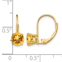 14K 6mm Yellow Gold Round Citrine Leverback Earrings view 4