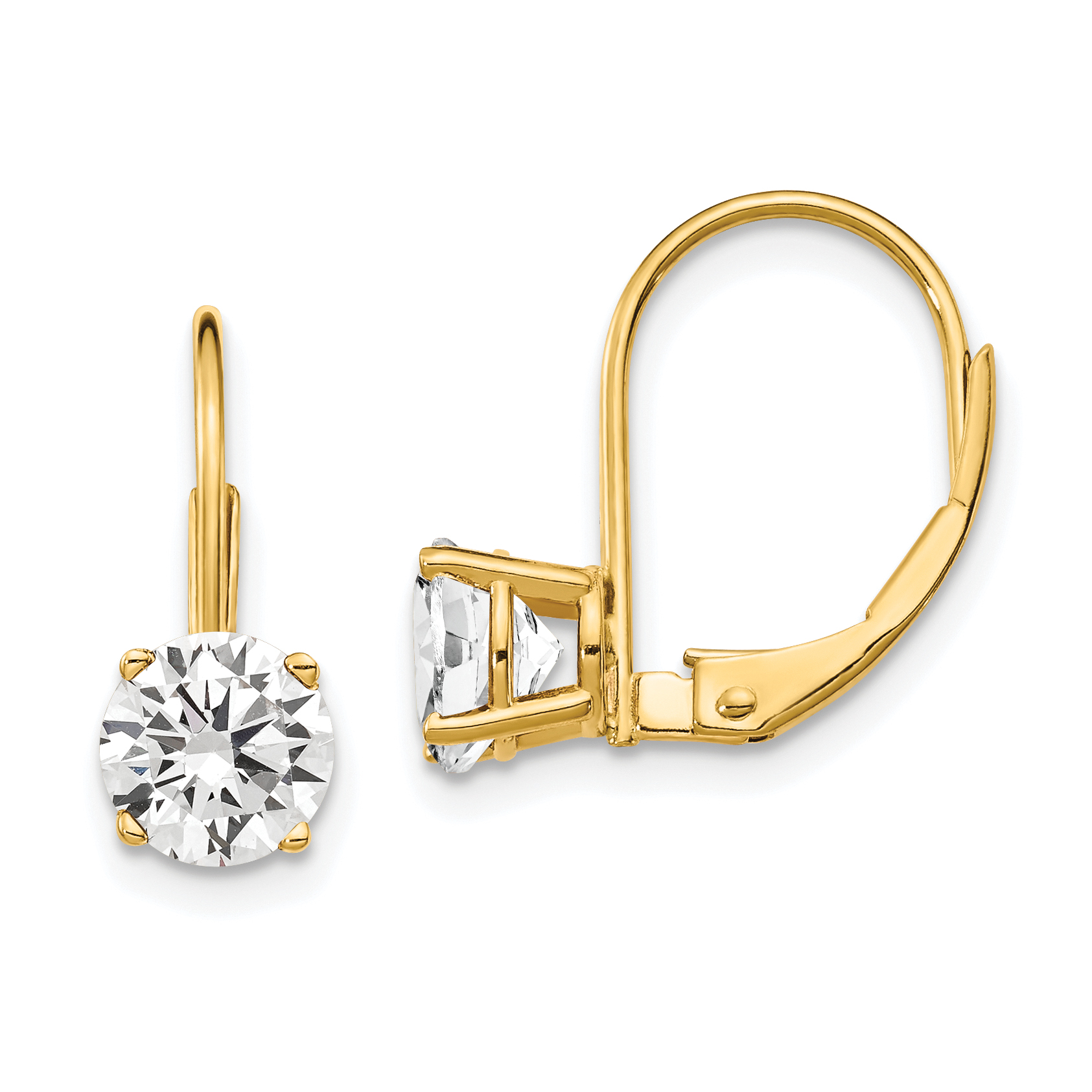 14k 6mm Cubic Zirconia Leverback Earrings (XLB112CZ)