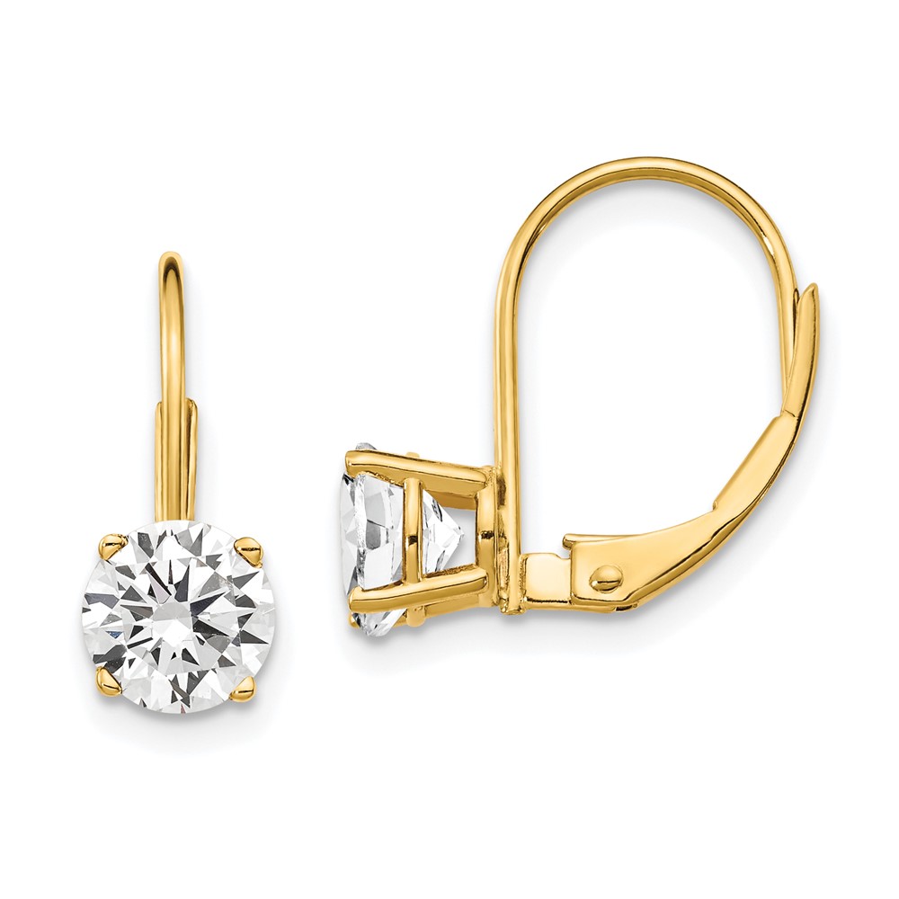 14k 6mm Cubic Zirconia Leverback Earrings (XLB112CZ)