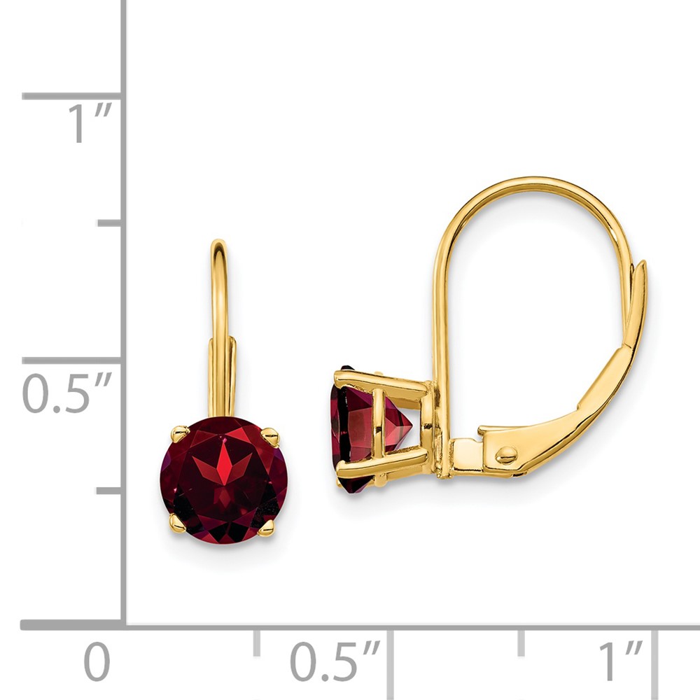 14k 6mm Garnet Leverback Earrings (XLB112GA)
