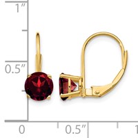 14K 6mm Yellow Gold Round Garnet Leverback Earrings view 4