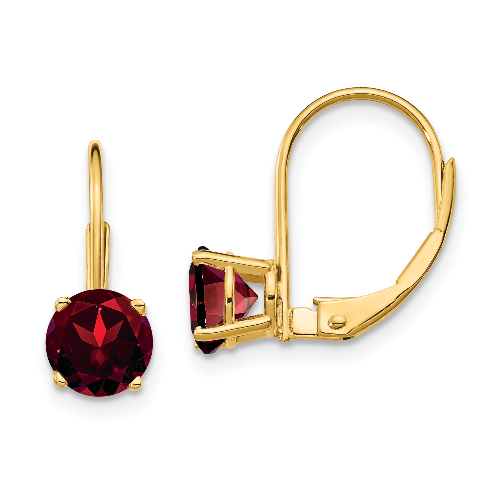 14k 6mm Garnet Leverback Earrings (XLB112GA)