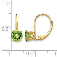 14K 6mm Yellow Gold Round Peridot Leverback Earrings view 4