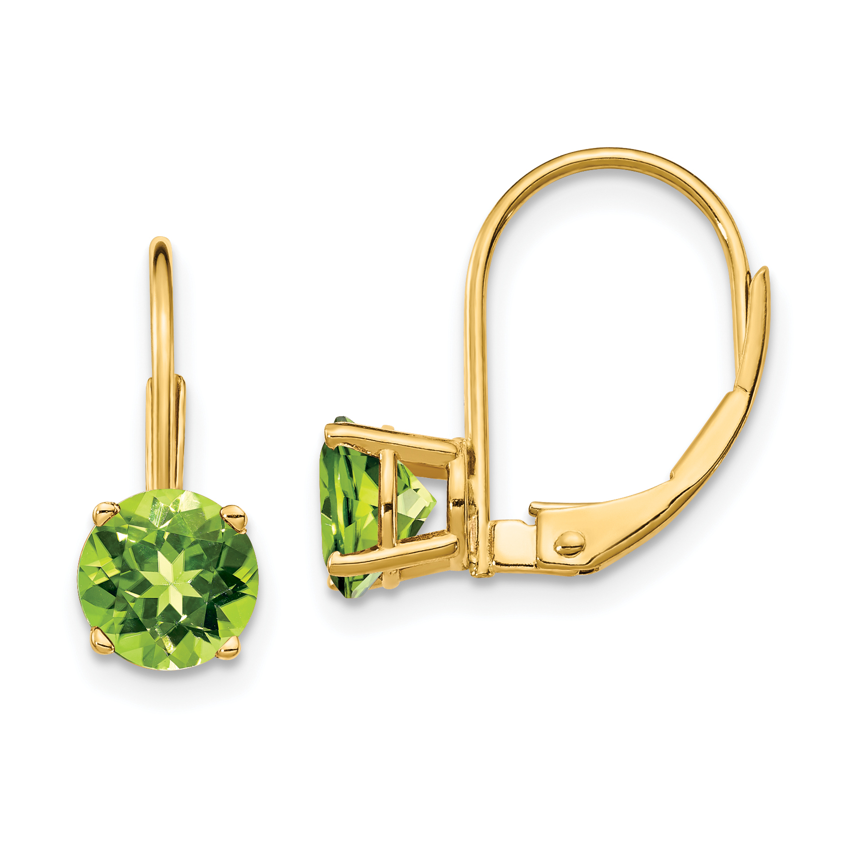 14k 6mm Peridot Leverback Earrings (XLB112PE)