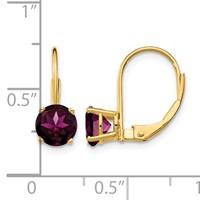 14K 6mm Yellow Gold Round Rhodolite Garnet Leverback Earrings view 4