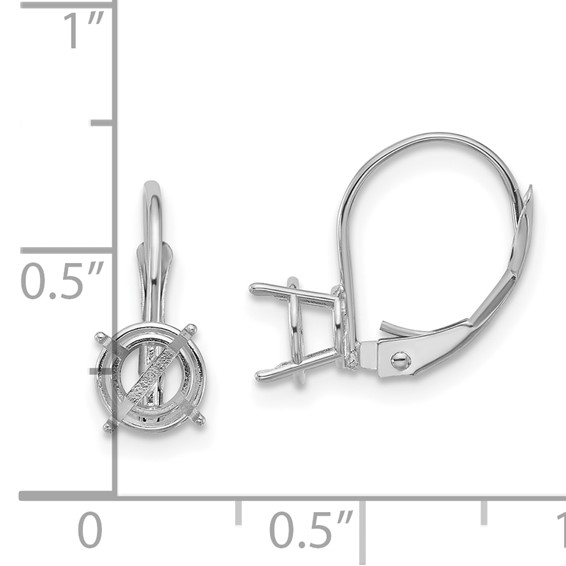 14k White Gold 6mm Round Leverback Earring Mountings