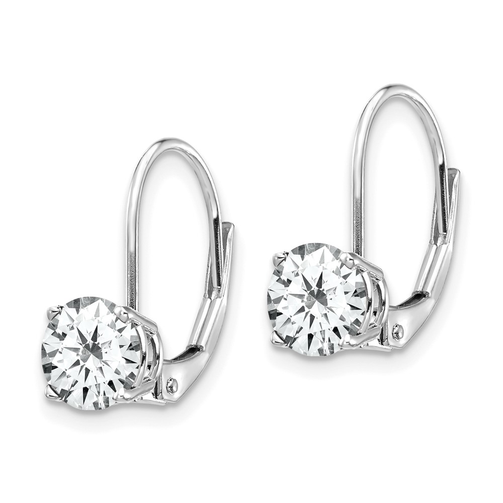 14k White Gold 6mm Cubic Zirconia Leverback Earrings (XLB112WCZ)