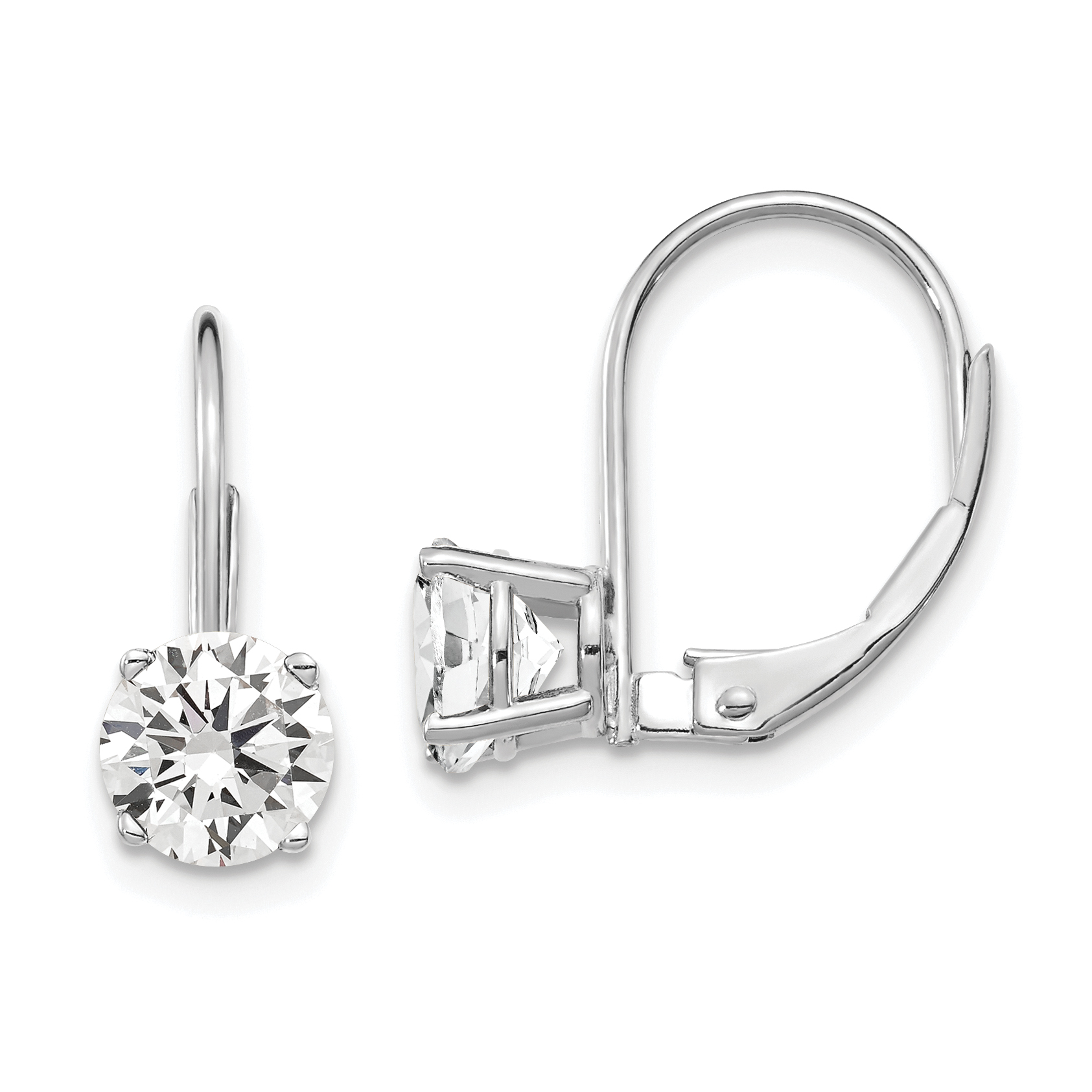 14k White Gold 6mm Cubic Zirconia Leverback Earrings (XLB112WCZ)