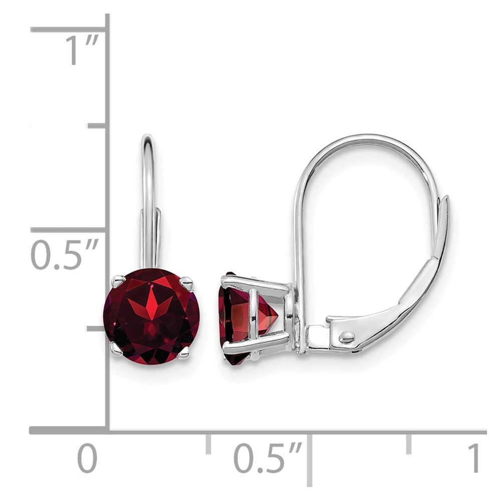 14k White Gold 6mm Garnet Leverback Earrings (XLB112WGA)