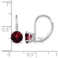 14K White Gold 6mm Round Garnet Leverback Earrings view 4