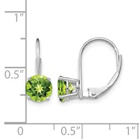 14K White Gold 6mm Round Peridot Leverback Earrings view 4