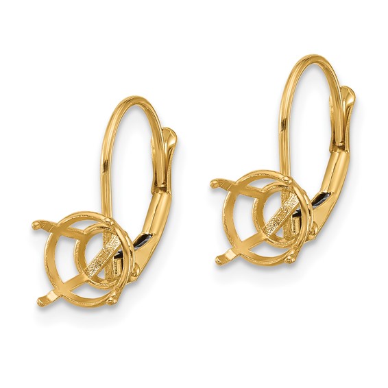 14k 7mm Round Leverback Earring Mountings